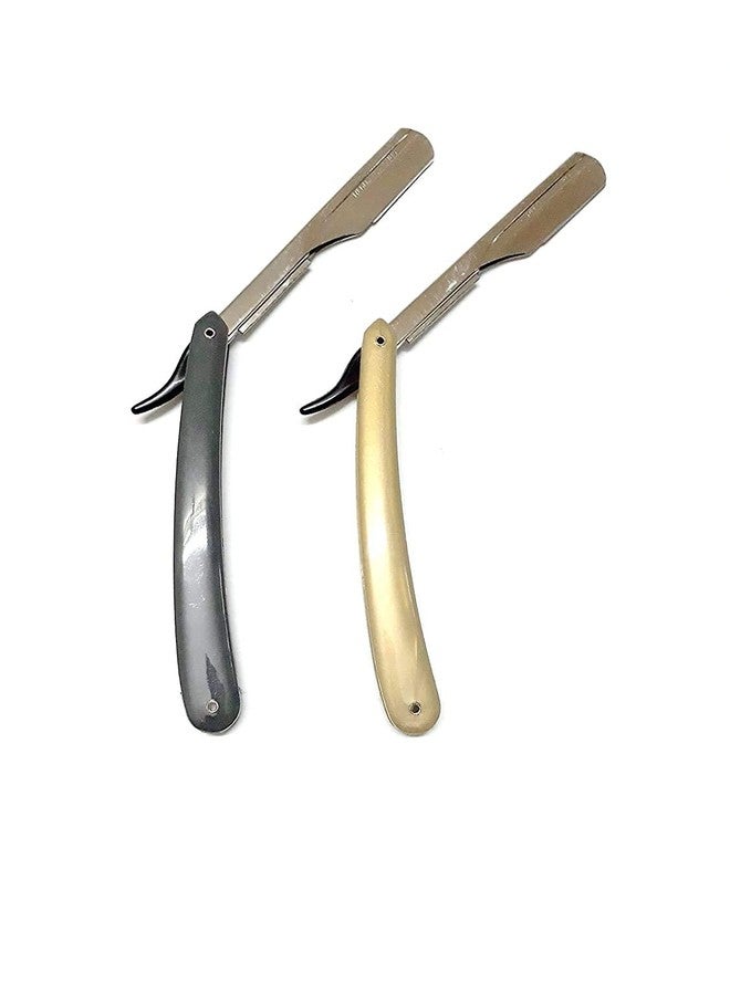 Hesch 9 PACK OF TWO Plastic Handle Straight Edge Razor. Trendy, Grippy, and Easy to use. Folding razor holder. - Image 3